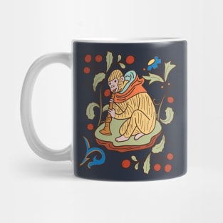 Cute Medieval Monkey Playing the Trumpet Colorful Drawing Mug